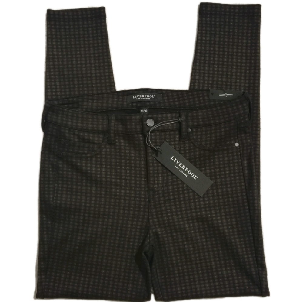 Liverpool Black Plaid Skinny Pants